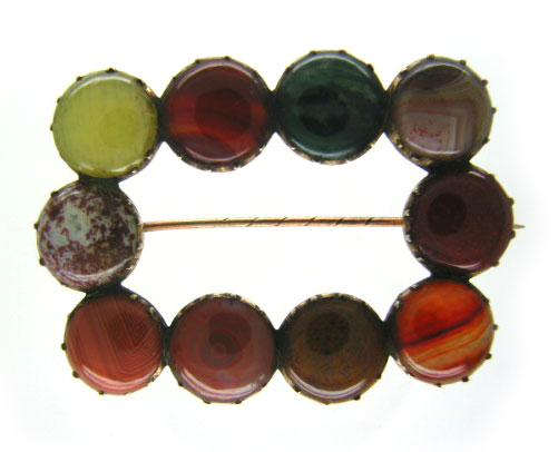 Scottish Agate Gold Brooch