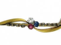18ct Gold Diamond, Ruby, Sapphire Bangle