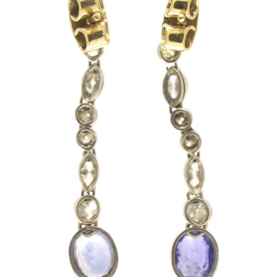 Diamond & Sapphire Drop Earrings