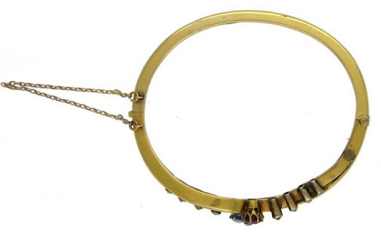 18ct Gold Diamond, Ruby, Sapphire Bangle