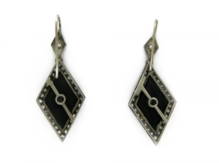 Onyx & Diamond Drop Earrings