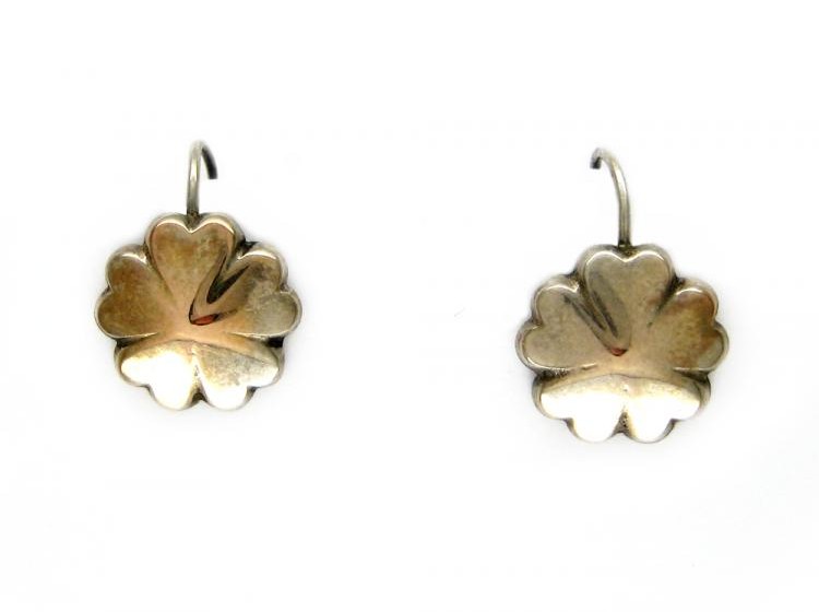 9ct Gold Hear Petal Flower Earrings