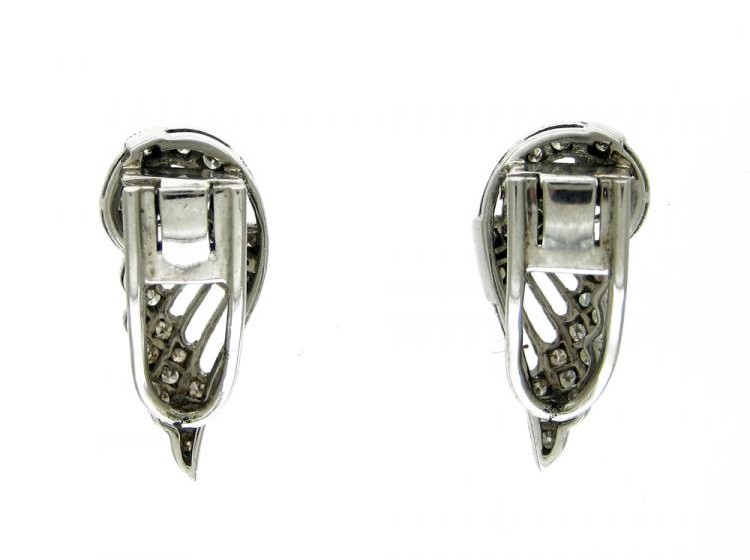 Diamond & Platinum Clip-On Wing Earrings