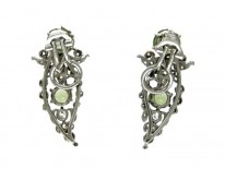 Peridot, Diamond & Platinum Clip-On Earrings