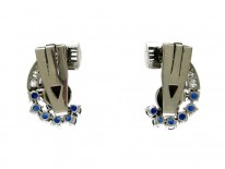 Sapphire, Diamond & White Gold Clip-on Earrings