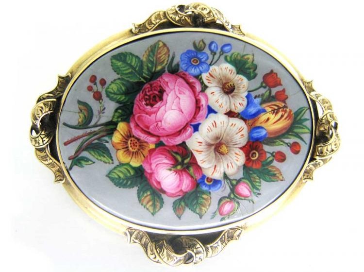 Swiss Enamel Floral Brooch