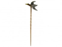 Flying Duck Tie Pin in Gold, Silver, Enamel & Diamond
