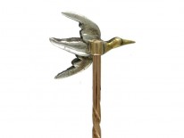 Flying Duck Tie Pin in Gold, Silver, Enamel & Diamond