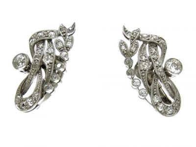 Diamond & Platinum Clip-on Earrings