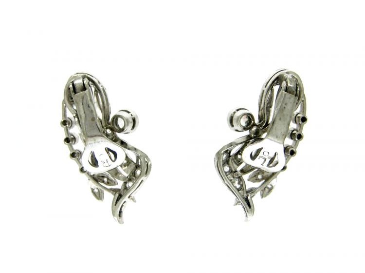Diamond & Platinum Clip-on Earrings