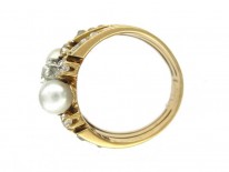 Diamond & Pearl Three Tier Ring