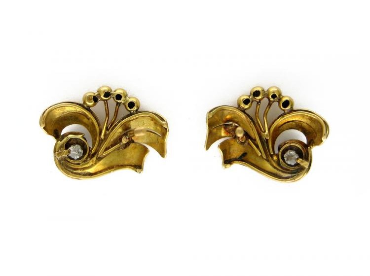 18ct Gold & Diamond Spray Earrings
