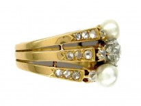 Diamond & Pearl Three Tier Ring