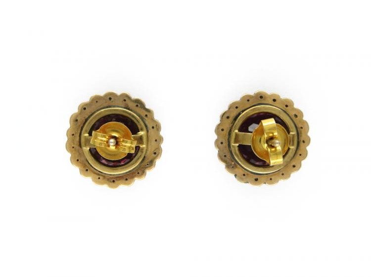 Hessanite Garnet & Pearl Round Earrings