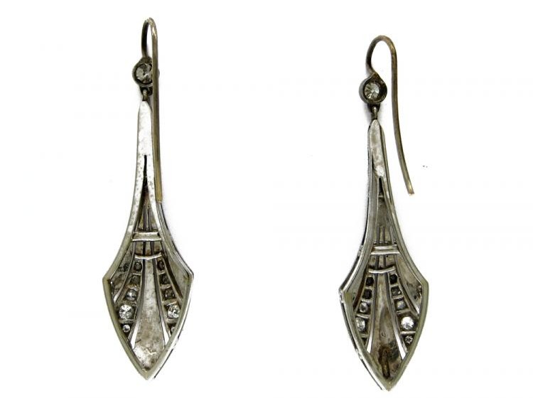 Diamond & Platinum Spearhead Earrings