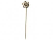 15ct Gold & Diamond Flower Tie Pin