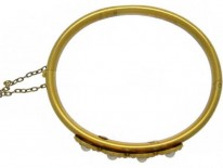 Victorian 18ct Gold, Coral & Natural Split Pearl Bangle