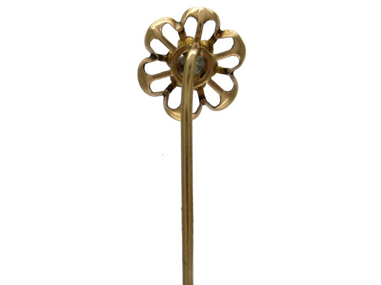 15ct Gold & Diamond Flower Tie Pin