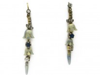 Art Nouveau Sapphire, Diamond & Enamel Long Earrings
