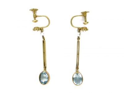 15ct Gold, Aquamarine & Pearl Earrings