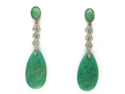 Amazonite & Diamond Drop Earrings