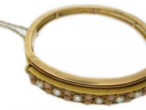 15ct Gold, Pearl & Coral Bangle