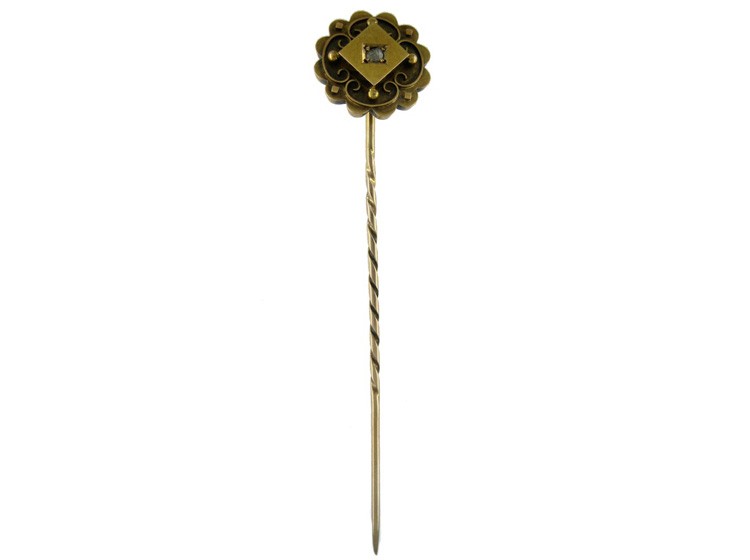 15ct Gold & Diamond Etruscan Style Tie Pin