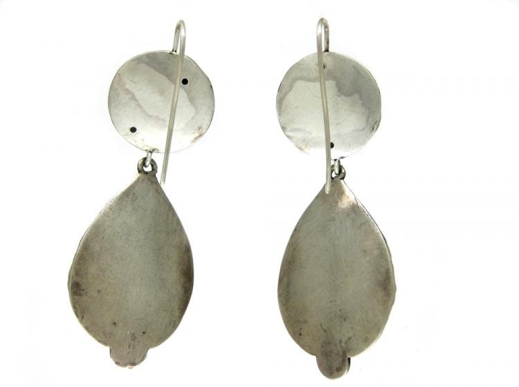 Large Silver Flower & Drop Earrings