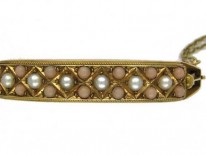 15ct Gold, Pearl & Coral Bangle