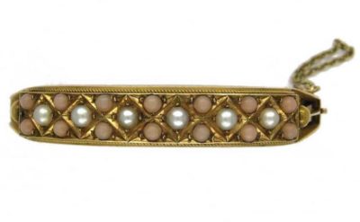 15ct Gold, Pearl & Coral Bangle