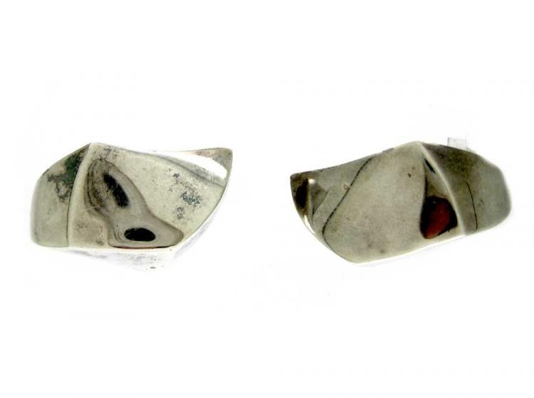 European Silver Wave Earrings