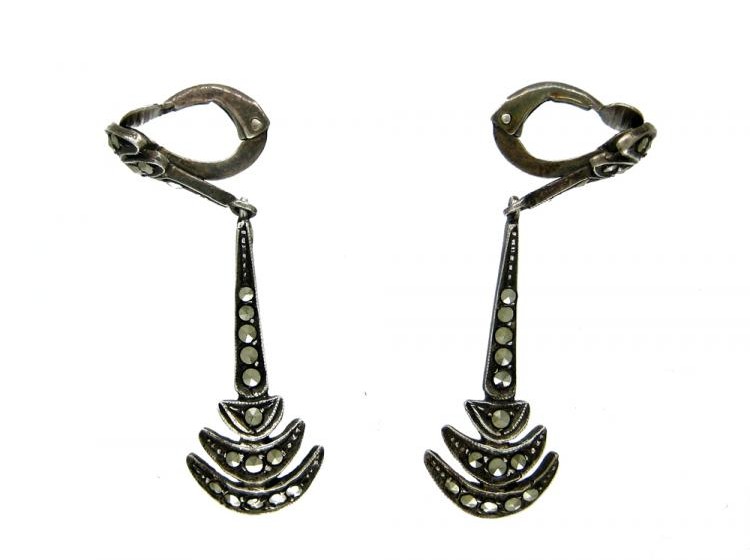 Marcasite & Silver Clip-on Earrings