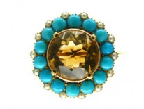 Turquoise Pearl Brooch