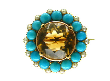Turquoise Pearl Brooch