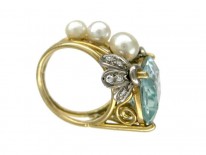 Aquamarine & Pearl Pinky Ring