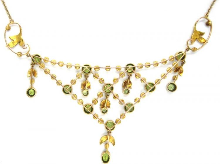 Peridot & Split Pearl Necklace