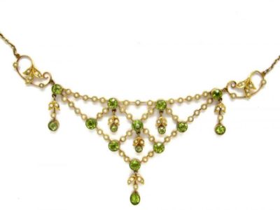 Peridot & Split Pearl Necklace
