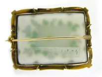 Victorian 15ct Gold & Chalcedony Painted Flowers Brooch