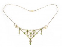 Peridot & Split Pearl Necklace