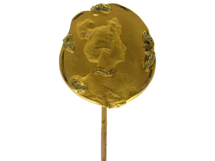 18ct Gold Lady's Head Tie Pin