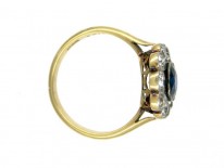 Edwardian 18ct Gold Sapphire & Diamond Cluster Ring