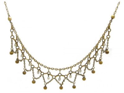 Edwardian 15ct Gold & Natural Pearl Necklace