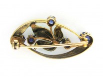 Art Nouveau Sapphire & Enamel Brooch