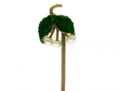 Pearl & Enamel 15ct Gold Tie Pin