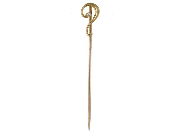 15ct Gold & Diamond Question Mark Tie Pin