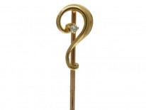 15ct Gold & Diamond Question Mark Tie Pin