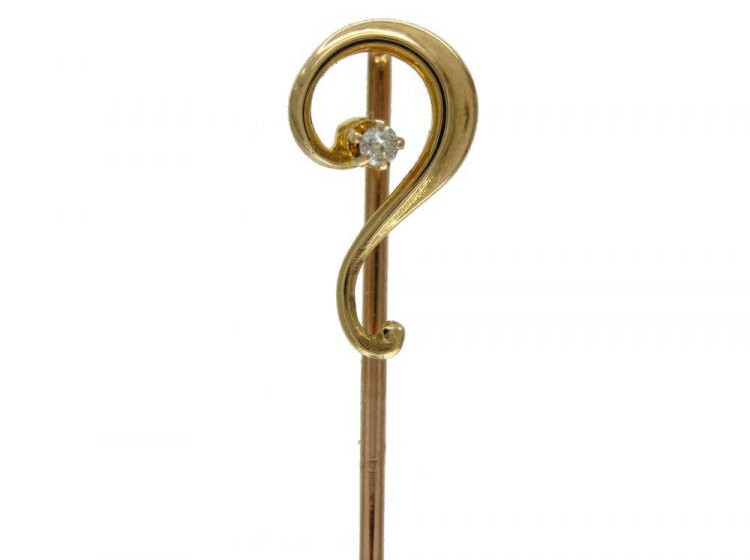 15ct Gold & Diamond Question Mark Tie Pin