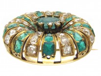 Emerald & Diamond Round Brooch