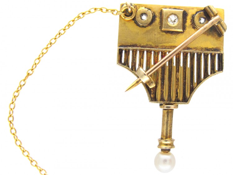 Victorian 18ct Gold, Pearl & Diamond Aesthetic Style Brooch
