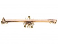 Diamond & Pearl Flower Bar Brooch